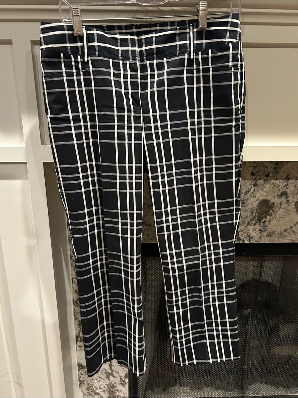 Express Black and White Plaid Capris